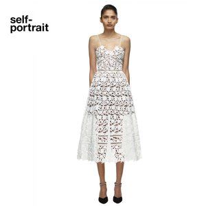 SELF-PORTRAIT Azaelea White Midi Dress UK8/US4